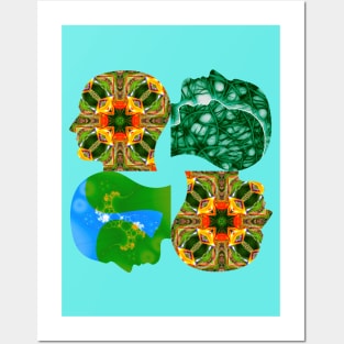 Canna flower pattern and human brain shape. Posters and Art